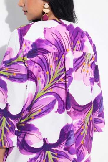 Ulla Popken 838105 Atvērta jaka ar sasienamu lenti Violets - Kardigani - Adītas jakas lielizmērā