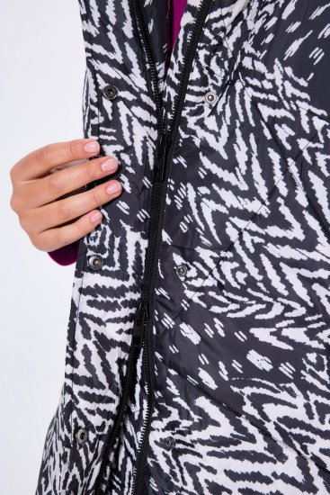 Ulla Popken 838435 Gara stepēta veste ar apdruku Melns - Vestes - 