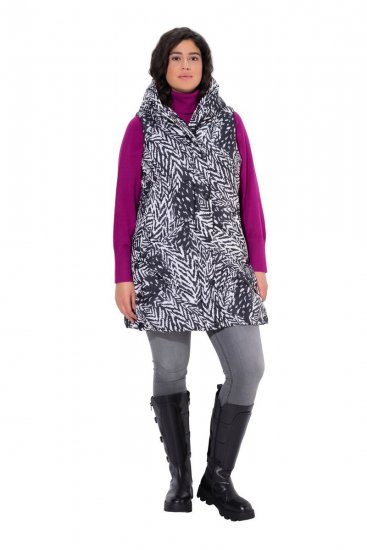 Ulla Popken 838435 Gara stepēta veste ar apdruku Melns - Vestes - 
