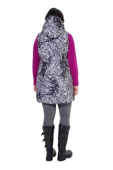 Ulla Popken 838435 Gara stepēta veste ar apdruku Melns - Vestes - 