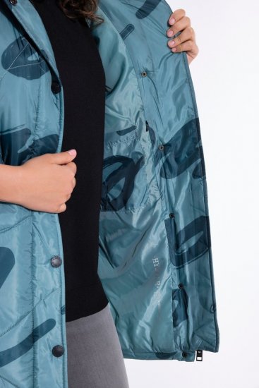 Ulla Popken 838435 Gara stepēta veste ar apdruku Pelēcīgi zaļš - Vestes - 