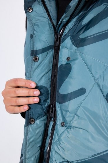Ulla Popken 838435 Gara stepēta veste ar apdruku Pelēcīgi zaļš - Vestes - 