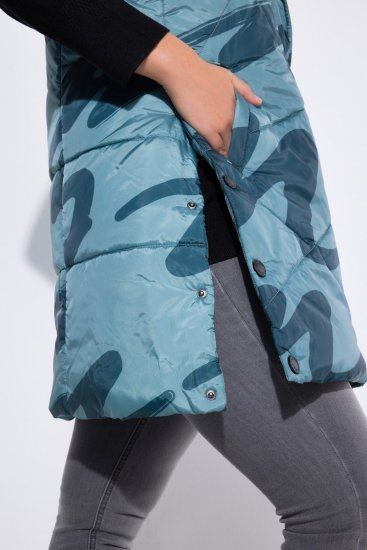 Ulla Popken 838435 Gara stepēta veste ar apdruku Pelēcīgi zaļš - Vestes - 