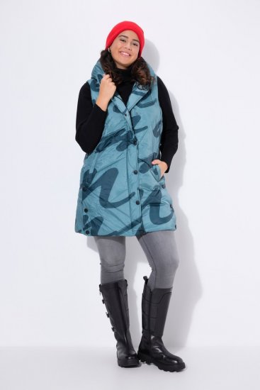 Ulla Popken 838435 Gara stepēta veste ar apdruku Pelēcīgi zaļš - Vestes - 
