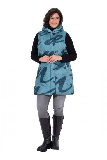 Ulla Popken 838435 Gara stepēta veste ar apdruku Pelēcīgi zaļš - Vestes - 