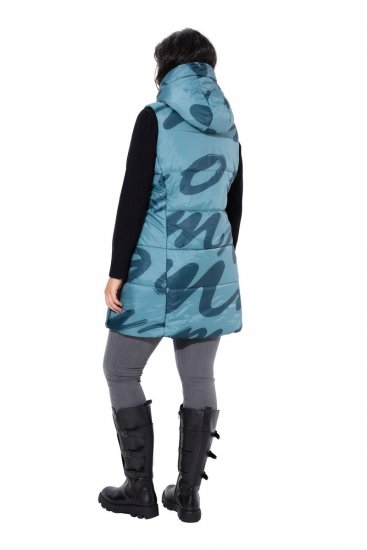 Ulla Popken 838435 Gara stepēta veste ar apdruku Pelēcīgi zaļš - Vestes - 