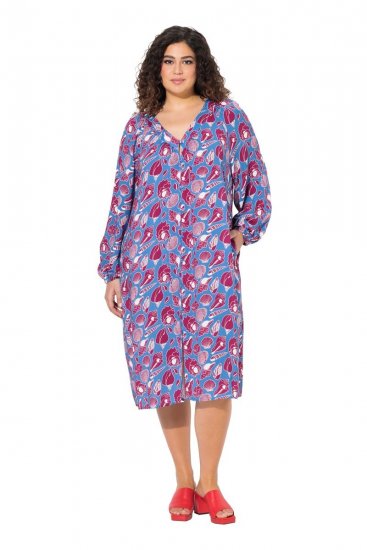 Ulla Popken 838839 Rakstaina krekla kleita Petrolejas - Midi kleitas - Midi kleitas lielajos izmēros
