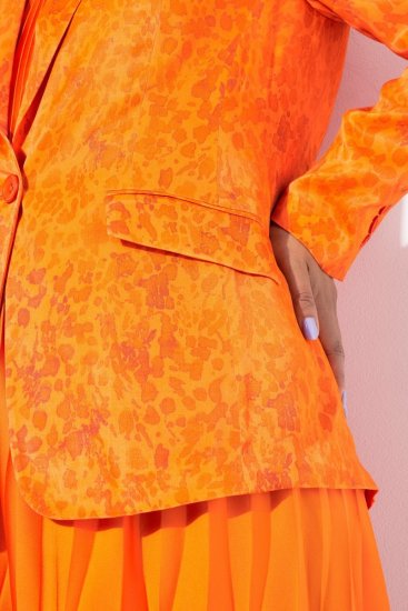 Ulla Popken 839607 Apdrukāta satīna žakete Gaiši oranžs - Žaketes - Žaketes lielajos izmēros sievietēm
