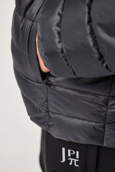 JAY-PI Lightly Quilted Jacket with a Hoodie Black - Jakas & Lietus apģērbs - Jakas - 2XL-12XL