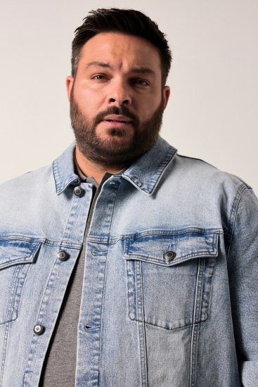 Men+ 394 Džinsa jaka ar krūšu kabatām Gaiši zils - Jakas & Lietus apģērbs - Jakas - 2XL-12XL