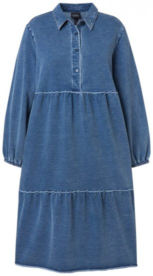 Ulla Popken 840972 Džempera kleita ar volāniem Indigo - Sporta auduma kleitas - 