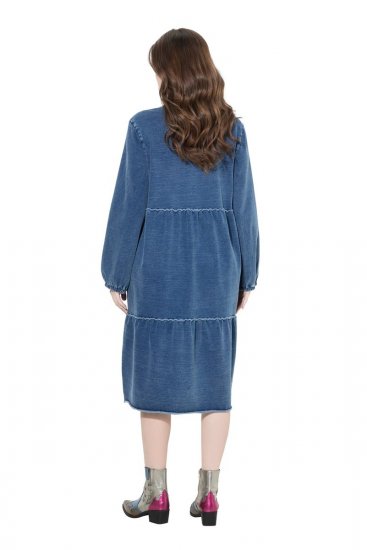 Ulla Popken 840972 Džempera kleita ar volāniem Indigo - Sporta auduma kleitas - 