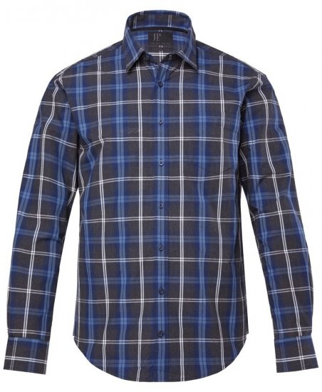 JP1880 Checked Shirt Long Sleeve Kent Collar Anthracite - Krekli - Krekli - 2XL-8XL