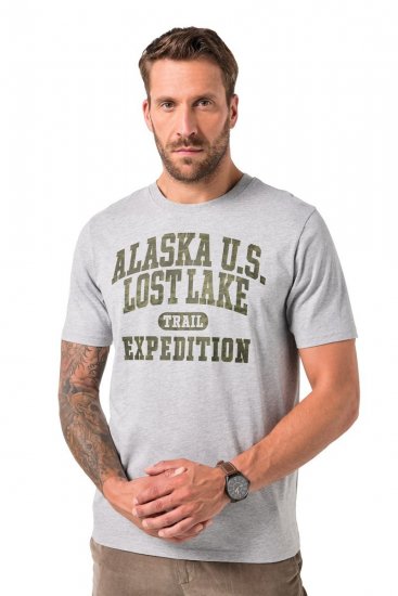 JP1880 T-shirt Short Sleeve Chest Print Grey Melange - T-krekli - T-krekli - 2XL-14XL