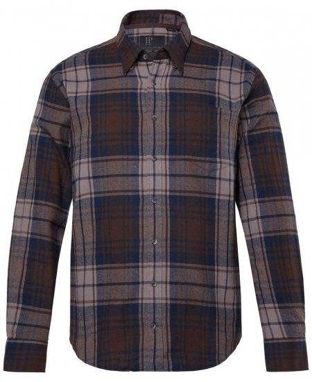 JP1880 Shirt Flannel Long Sleeve Dark Brown - Krekli - Krekli - 2XL-8XL
