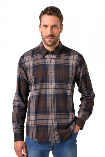 JP1880 Shirt Flannel Long Sleeve Dark Brown - Krekli - Krekli - 2XL-8XL
