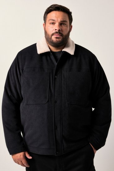 Men+ 545 Jaka ar teddy apkakli Melns - Jakas & Lietus apģērbs - Jakas - 2XL-12XL