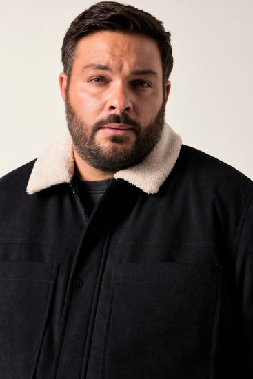 Men+ 545 Jaka ar teddy apkakli Melns - Jakas & Lietus apģērbs - Jakas - 2XL-12XL