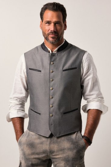 JP1880 Vest Traditional With Embroidery Silver - Trachten & Oktoberfest - Oktoberfest tērpi lielos izmēros (Trachten)