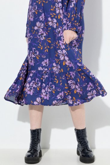 Ulla Popken 841873 Ziedaina midi kleita Tumši zils - Midi kleitas - Midi kleitas lielajos izmēros