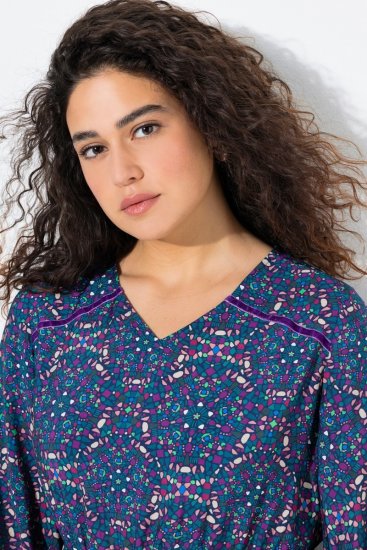 Ulla Popken 842153 Rakstaina midi kleita Petrolejas - Midi kleitas - Midi kleitas lielajos izmēros