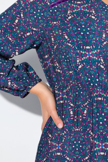 Ulla Popken 842153 Rakstaina midi kleita Petrolejas - Midi kleitas - Midi kleitas lielajos izmēros