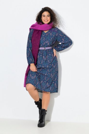 Ulla Popken 842153 Rakstaina midi kleita Petrolejas - Midi kleitas - Midi kleitas lielajos izmēros
