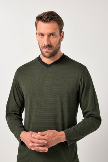 JP1880 Pyjamas Two-piece Striped Dark Green - Apakšveļa un peldšorti - Apakšveļa - 2XL-8XL