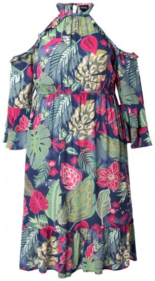 Ulla Popken 842471 Rakstaina midi kleita Tumši zils - Midi kleitas - Midi kleitas lielajos izmēros