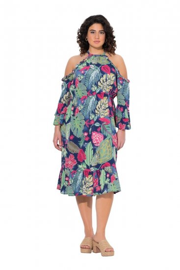 Ulla Popken 842471 Rakstaina midi kleita Tumši zils - Midi kleitas - Midi kleitas lielajos izmēros