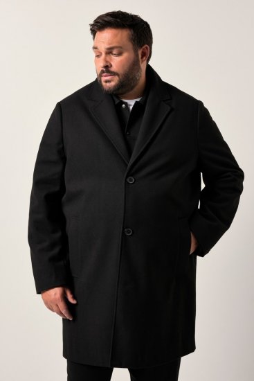 Men+ 482 Ūdeni atgrūdošs mētelis ar vilnas izskatu Melns - Jakas & Lietus apģērbs - Jakas - 2XL-12XL