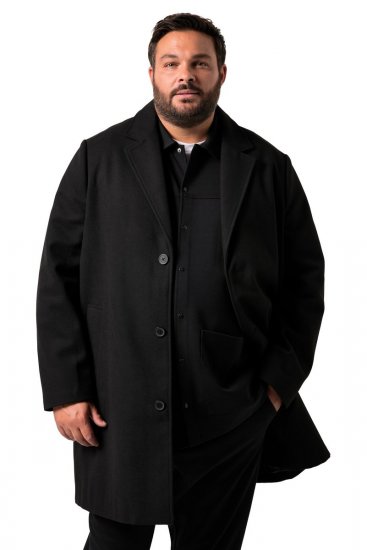 Men+ 482 Ūdeni atgrūdošs mētelis ar vilnas izskatu Melns - Jakas & Lietus apģērbs - Jakas - 2XL-12XL