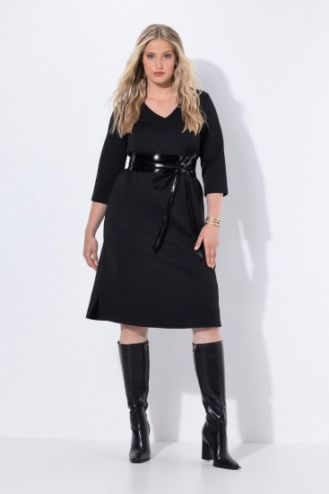 Ulla Popken 843326 Džempera kleita ar 3/4 piedurknēm Melns - Sporta auduma kleitas - 