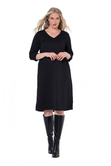 Ulla Popken 843326 Džempera kleita ar 3/4 piedurknēm Melns - Sporta auduma kleitas - 