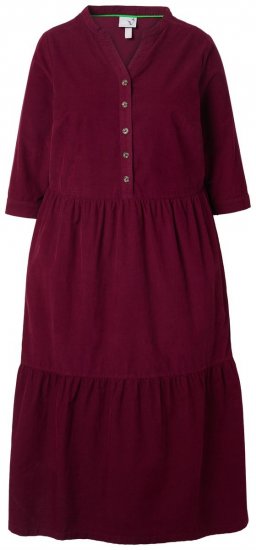 Ulla Popken 843383 Velveta kleita ar 3/4 piedurknēm Vīnsarkans - Maxi kleitas - Sieviešu maxi kleitas lielos izmēros