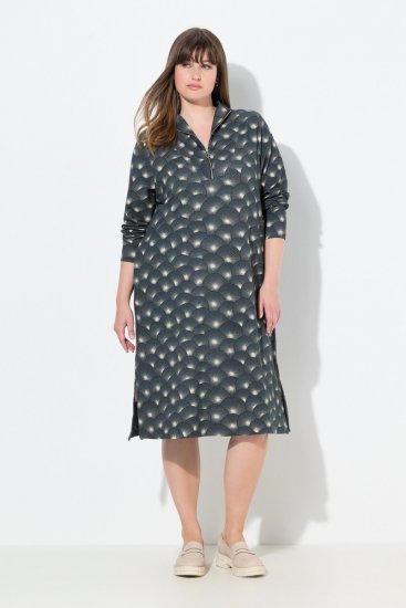 Ulla Popken 843506 Rakstaina džempera kleita Melns - Sporta auduma kleitas - 