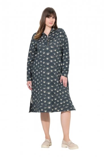 Ulla Popken 843506 Rakstaina džempera kleita Melns - Sporta auduma kleitas - 