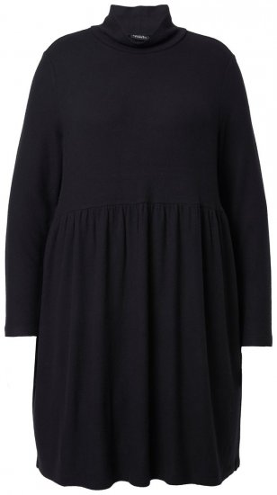 Ulla Popken 844233 Adīta kleita ar garām piedurknēm Melns - Adītas kleitas - 