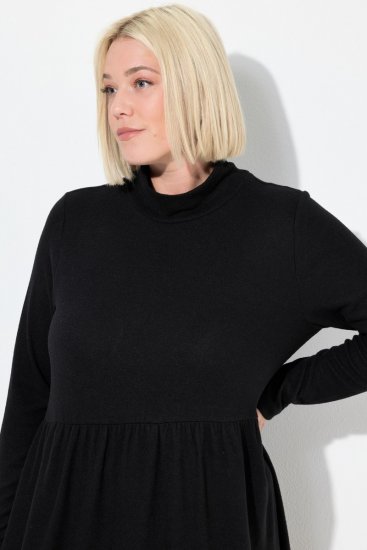 Ulla Popken 844233 Adīta kleita ar garām piedurknēm Melns - Adītas kleitas - 
