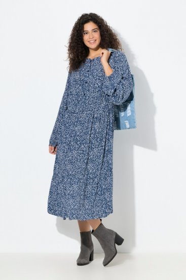 Ulla Popken 844594 Ziedaina midi kleita Tumši zils - Midi kleitas - Midi kleitas lielajos izmēros