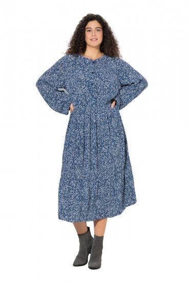 Ulla Popken 844594 Ziedaina midi kleita Tumši zils - Midi kleitas - Midi kleitas lielajos izmēros