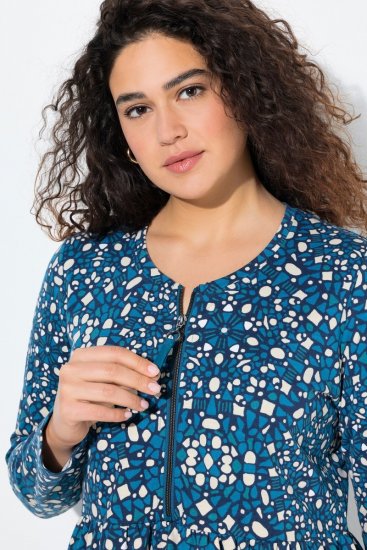 Ulla Popken 844722 Rakstaina džempera kleita Petrolejas - Sporta auduma kleitas - 