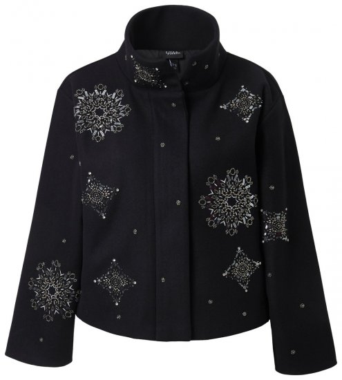 Ulla Popken 844839 Īsa jaka ar sniegpārslu izšuvumu Tumši zils - Jakas - Jakas sievietēm lielos izmēros