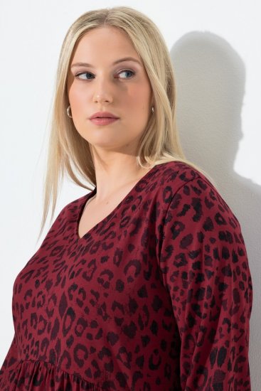 Ulla Popken 844945 A veida džersija kleita ar V veida izgriezumu Plūmju - Džersija kleitas - 