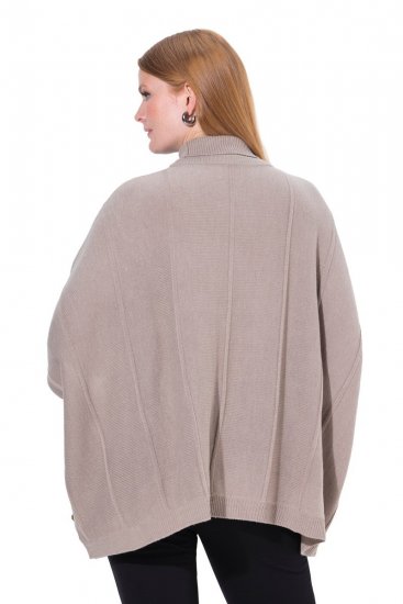 Ulla Popken 844996 Rievots merino pončo ar augstu apkakli Gaiši brūns - Pončo un pelerīnas - 