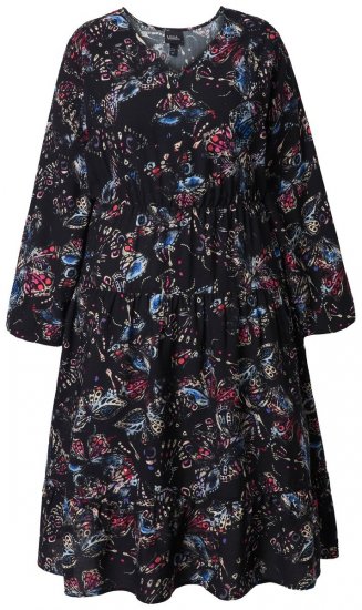 Ulla Popken 845287 Rakstaina midi kleita Melns - Midi kleitas - Midi kleitas lielajos izmēros