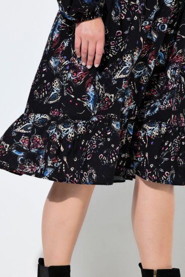 Ulla Popken 845287 Rakstaina midi kleita Melns - Midi kleitas - Midi kleitas lielajos izmēros