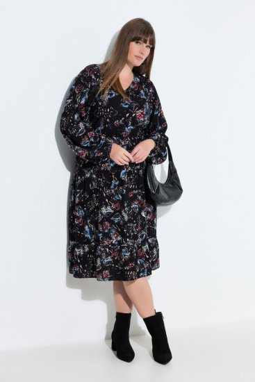 Ulla Popken 845287 Rakstaina midi kleita Melns - Midi kleitas - Midi kleitas lielajos izmēros