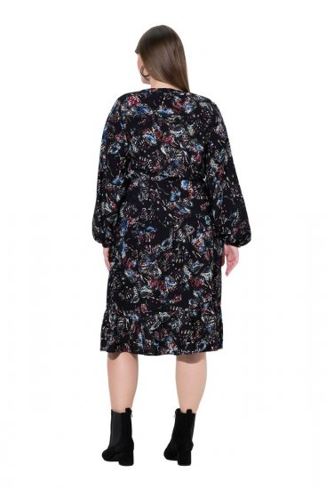 Ulla Popken 845287 Rakstaina midi kleita Melns - Midi kleitas - Midi kleitas lielajos izmēros