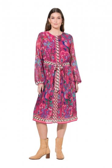 Ulla Popken 845649 Midi kleita ar garām piedurknēm Ogu sarkans - Midi kleitas - Midi kleitas lielajos izmēros